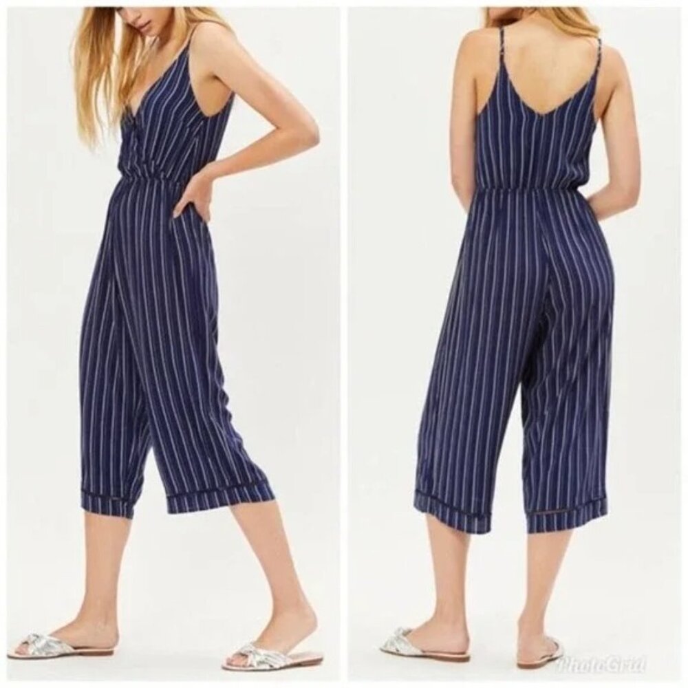 Lottie Moss Navy White Striped Jumpsuit Size S